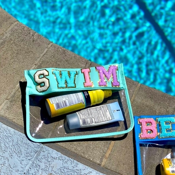Chenille Letter Clear Pouch ~ in SWIM🌊 - Picture 1 of 6